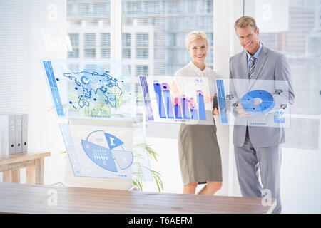 Zusammengesetztes Bild digital erzeugte Bild von Kreisdiagramm und Balkendiagramm Stockfoto