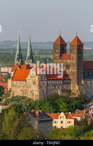 UNESCO-Weltkulturerbe Stadt Quedlinburg, Harz, Sachsen-Anhalt, Deutschland Stockfoto