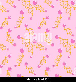 Hand gezeichnet Beeren und Blätter. Vektor Hand gezeichnet nahtlose Muster für Textilien, Papier, Stoff, Wallpaper, Web etc. Stock Vektor