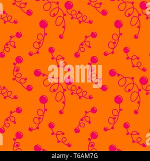 Hand gezeichnet Beeren und Blätter. Vektor Hand gezeichnet nahtlose Muster für Textilien, Papier, Stoff, Wallpaper, Web etc. Stock Vektor