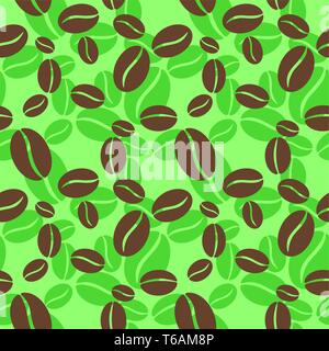 Flying Kaffeebohnen auf Vektor nahtlose Muster. Einfache Verzierung für Textilien, Drucke, Wallpaper, Umhüllung, Web-sites, etc. Stock Vektor