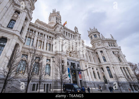 Cybele Palace, offiziell als "Palacio de Kommunikation - Palast der Kommunikation, kulturelles Zentrum und Sitz der Stadtverwaltung von Madrid, Spanien Stockfoto