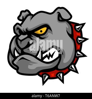 Bulldogge Kopf Maskottchen Abbildung im Comic-stil Stock Vektor