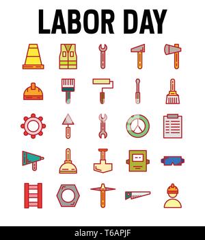 Einstellen der Arbeit am Symbol oder Logo Stock Vektor