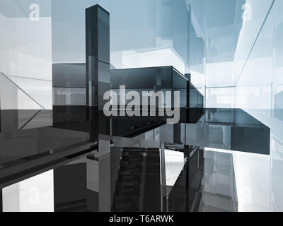 Freifläche, sauberes Zimmer mit Formen in 3d, Geschäft Raum, Krankenhäuser oder Kunst-Galerie Stockfoto