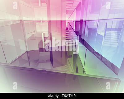 Freifläche, sauberes Zimmer mit Formen in 3d, Geschäft Raum, Krankenhäuser oder Kunst-Galerie Stockfoto