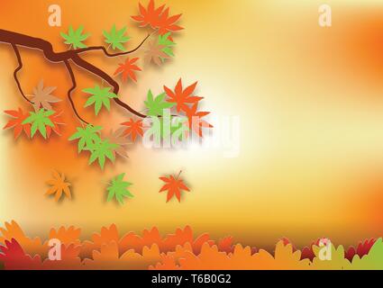 Paper art Stil für den Herbst Konzept abstract vector Hintergrund Stock Vektor