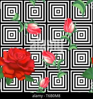 Nahtlose florales Muster mit Blumen, Aquarell. Vector Illustration. Stock Vektor