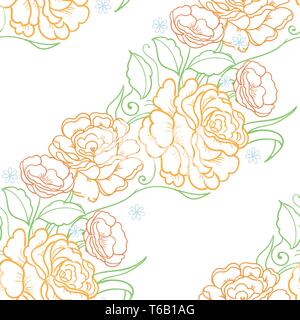 Nahtlose Hintergrund mit rosa Rosen. Ornamentale Muster mit schönen Garten Blumenmotiven. Toll für Gewebe und Textilien, Tapeten, Verpackung oder Stock Vektor