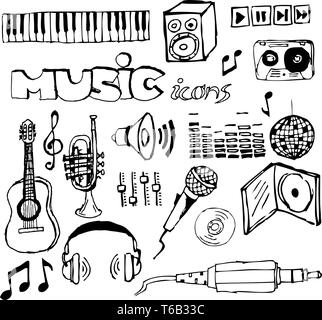 Satz von Musik handgezeichneten Symbole (Vektor) Stock Vektor