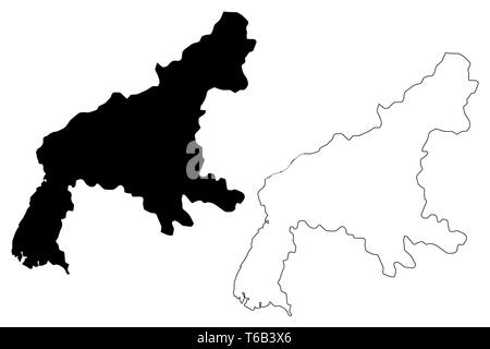 Süd-pyongan Provinz (Demokratische Volksrepublik Korea, Demokratische Volksrepublik Korea, DPR Korea, Provinzen Nord Korea) Karte Vektor-illustration, kritzeln Skizze Phyo Stock Vektor