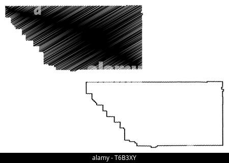 Kern County, Kalifornien (Grafschaften in Kalifornien, Vereinigte Staaten von Amerika, USA, USA, USA) Karte Vektor-illustration, kritzeln Skizze Kern Karte Stock Vektor