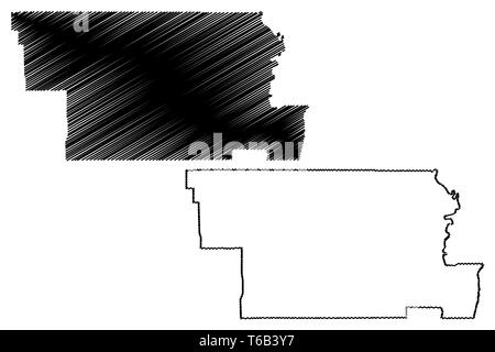 Glenn County, Kalifornien (Grafschaften in Kalifornien, Vereinigte Staaten von Amerika, USA, USA, USA) Karte Vektor-illustration, kritzeln Skizze Glenn Karte Stock Vektor