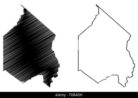 Alpine County, Kalifornien (Grafschaften in Kalifornien, Vereinigte Staaten von Amerika, USA, USA, USA) Karte Vektor-illustration, kritzeln Skizze Alpine Karte Stock Vektor