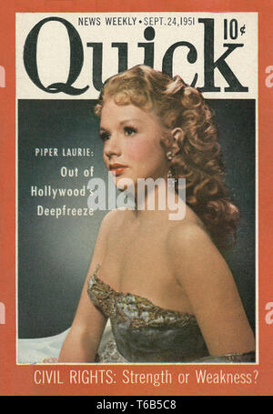 Jahrgang Film Magazin - Magazin mit Schauspielerin Piper Laurie, 1951 Stockfoto