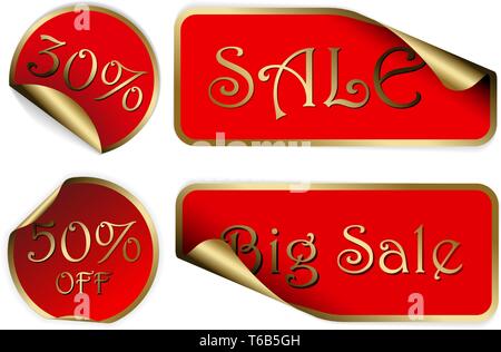 Schildersatz Abzeichen und Aufkleber für Verkauf und heiße Preis Stock Vektor