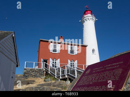 Fisgard Leuchtturm, ein National Historic Site in Colwood British Columbia (in der Nähe von Victoria BC) in Kanada. Stockfoto