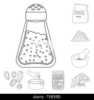 Salzfass, Tasche, Heap, Mörtel, Granulat, Auflauf, Flasche, Fleisch, Gewürze, Salz, Wasser, Board, weiß, Körner und Pulver, Mehl, Streuen, Berg, sauber, Container, Platte, Picknick, Hill, Schüssel, Würfel, Badewanne, Glas, Arm-, Natrium-, Mineral, Raw, Küche, Kochen, Meer, Natur, Backen, Salz, Nahrungsmittel, Set, Vector, Icon, Illustration, isoliert, Sammlung, Design, Element, Grafik, Zeichen, Outline, Linie Vektor Vektoren, Stock Vektor