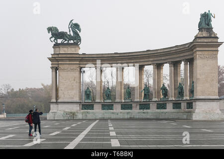 Denkmal auf dem Heldenplatz in Budapest, Ungarn Stockfoto