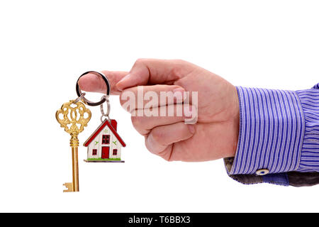 Schlüssel in der Hand für neues Haus und Immobilien Stockfoto