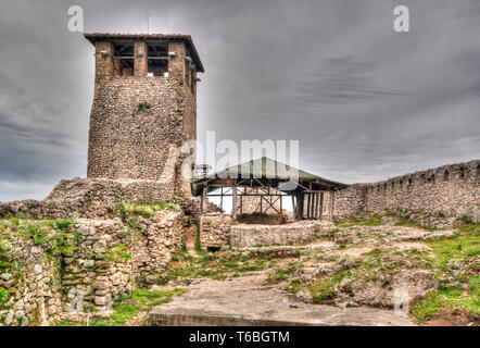 Landschaft mit Ruine der Burg Kruja in Albanien Stockfoto