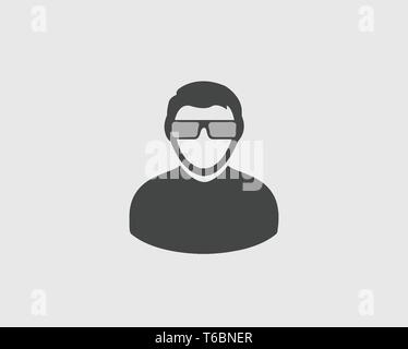 Profil Icon. Mann Symbol mit Sun Glas auf seinem Gesicht. Stock Vektor
