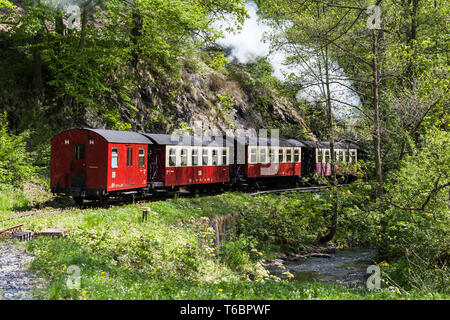 Historische Schmalspurbahn im Harz, zentrale deutsche Mittelgebirge Stockfoto