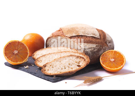 Neues Konzept für nachhaltige und nahrhaftes Brot von der italienischen Abteilung Forschung, mit Zitrusfrüchten Faser aus Verarbeitung von Apfelsinen Abfällen gewonnen wird, Stockfoto
