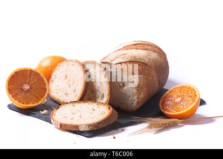 Neues Konzept für nachhaltige und nahrhaftes Brot von der italienischen Abteilung Forschung, mit Zitrusfrüchten Faser aus Verarbeitung von Apfelsinen Abfällen gewonnen wird, Stockfoto
