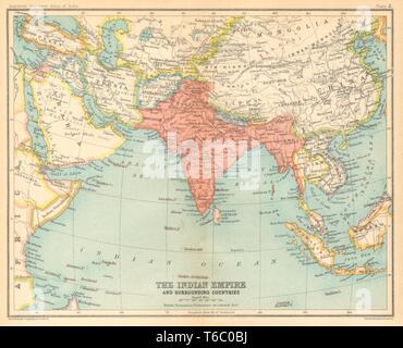 In Südasien. Britisch Indien Birma Pakistan Bangladesch alte Karte 1931 Stockfoto