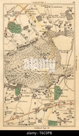 ILFORD. Chigwell Reihe, Hennegau, Chadwell Heath, Romford, Loughton 1811 alte Karte Stockfoto