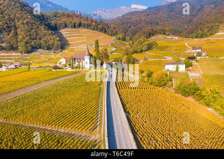 Chateau Maison Blanche, Yvorne, Kanton Waadt, Schweiz Stockfoto