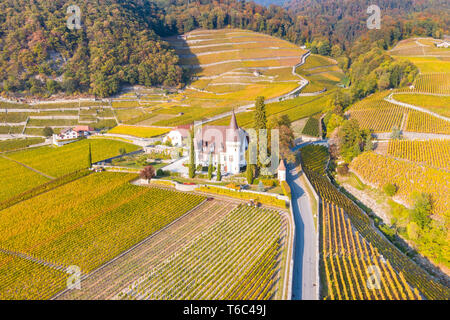 Chateau Maison Blanche, Yvorne, Kanton Waadt, Schweiz Stockfoto