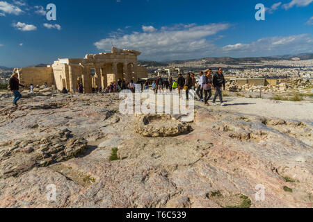 Athen, Griechenland - Propylea Akropolis auf der Akropolis am 25. Oktober 2018 in Griechenland. Stockfoto