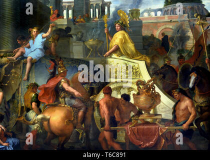 Der Eintrag von Alexander dem Großen in Babylon oder Alexander von Triumph, 1665 von Charles Le Brun 1619 - 1690, Paris, Französisch, Frankreich. (n siegreichen Alexander, stehend auf einem Wagen durch zwei Elefanten gezeichnet, machte seinen Eintrag in 331 v. Chr. in Babylon,) Stockfoto