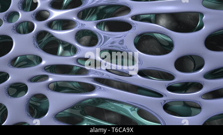 3D-reflektierenden abstrakten organischen Hintergrund mit glatte Bohrungen dargestellt. Stockfoto