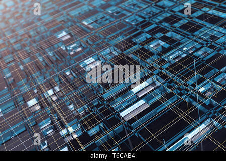 Detaillierte high-tech-geometrischen abstrakten Hintergrund. 3D-Darstellung. Toll für Wissenschaft, Technologie und Industrie verwendet. Stockfoto