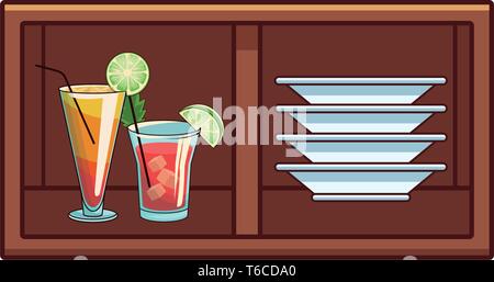 Alkoholische Getränke Getränke Cartoon Stock Vektor