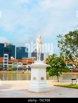 Tomas Stamford Raffles Denkmal, Singapur Stockfoto