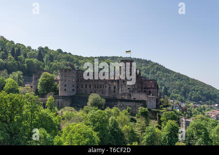 Reisen, Deutschland, Baden-Württemberg, Heidelberg, Schlossgarten, am 30. April. Blick auf das Schloss. Stockfoto