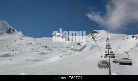 Überblick über österreichische Skigebiet in den Alpen Stockfoto