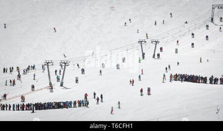 Überblick über österreichische Skigebiet in den Alpen Stockfoto