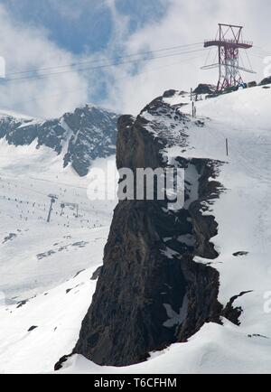 Überblick über österreichische Skigebiet in den Alpen Stockfoto