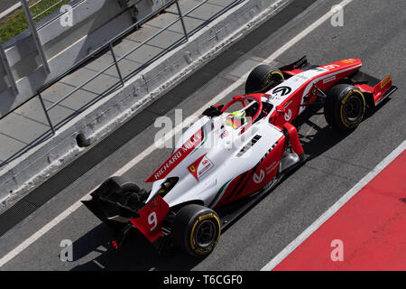 Barcelona, Spanien, Mar 5 2019 - Mick Schumacher aus Deutschland mit 9 Prema Racing - auf Spur während der Tag 1 der FIA F2 2019 Test vor Saisonbeginn an d Stockfoto