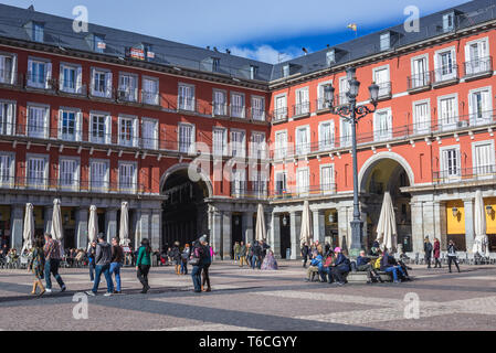 Gebäude am Plaza Mayor - Hauptplatz in Madrid, Spanien Stockfoto