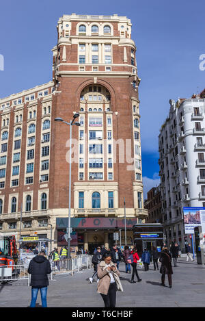 Palacio de La Prensa Gebäude an der Plaza del Callao in Madrid, Spanien Stockfoto