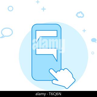 Eingeben von Text Nachricht senden Nachricht Flachbild Vektor Icon. Dialog und Kommunikation Abbildung. Licht Flat Style. Blue Monochrome Design. Editierbare Str Stock Vektor