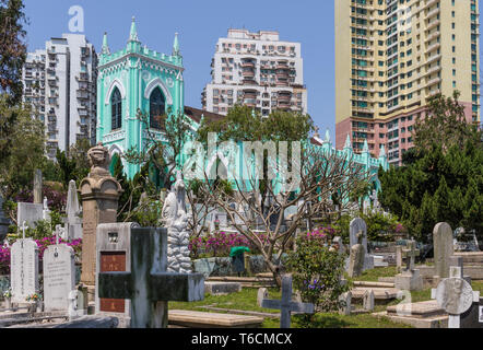 Macau, China - portugiesische Kolonie bis 1999, ein UNESCO-Weltkulturerbe, Macau zeigt immer noch viele katholische Wahrzeichen Stockfoto