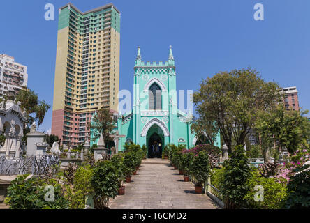 Macau, China - portugiesische Kolonie bis 1999, ein UNESCO-Weltkulturerbe, Macau zeigt immer noch viele katholische Wahrzeichen Stockfoto