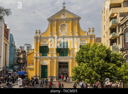 Macau, China - portugiesische Kolonie bis 1999, ein UNESCO-Weltkulturerbe, Macau zeigt immer noch viele katholische Wahrzeichen Stockfoto